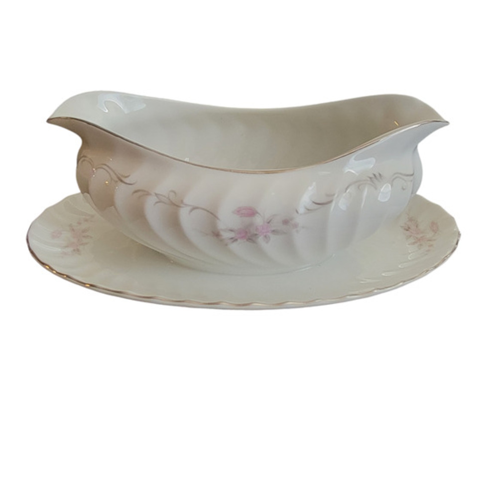 Gold Standard Gravy Boat with Underplate Porcelain China Made‎ in Japan MCM